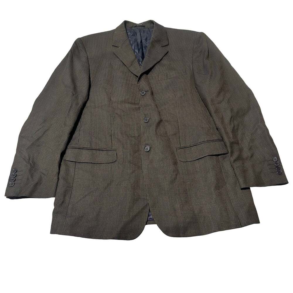 Enzo Tovare Collection Super 100 Wool Blazer Jacket Made Italy Brown Check 46R